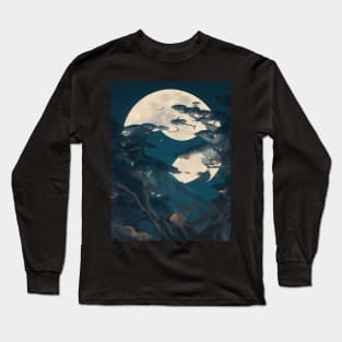 Japanese moon art Long Sleeve T-Shirt